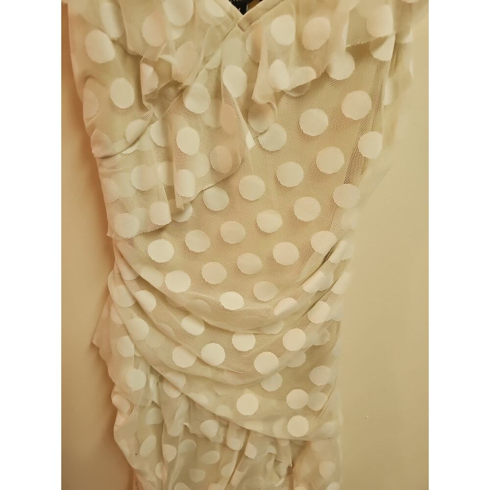 Forever 21 Beige Dress With White Polka Dot Overlay Size S - Picture 4 of 7